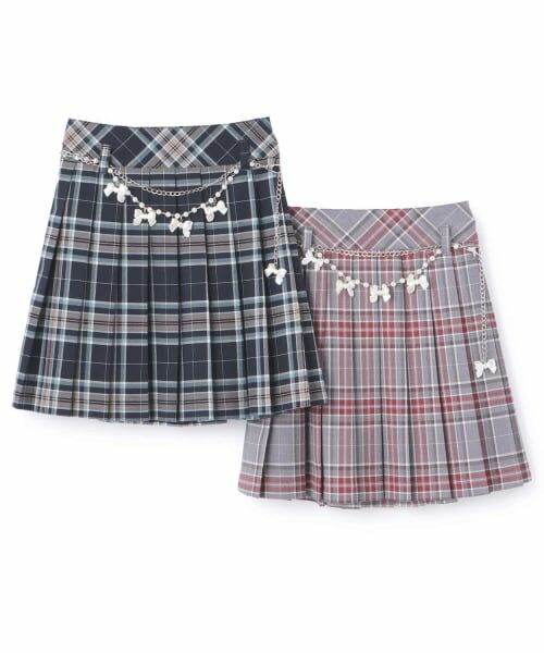 mezzo piano junior / メゾピアノジュニア ミニ・ひざ丈スカート | チェーンベルトつきチェックプリーツスカート（スパッツつき） | 詳細12