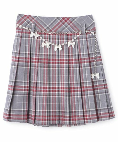 mezzo piano junior / メゾピアノジュニア ミニ・ひざ丈スカート | チェーンベルトつきチェックプリーツスカート（スパッツつき） | 詳細13