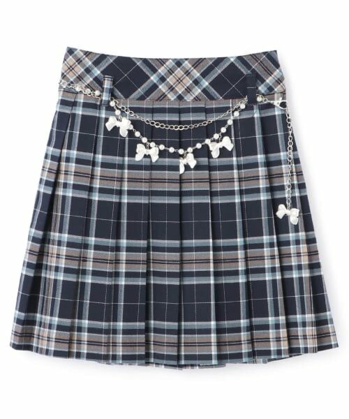 mezzo piano junior / メゾピアノジュニア ミニ・ひざ丈スカート | チェーンベルトつきチェックプリーツスカート（スパッツつき） | 詳細14