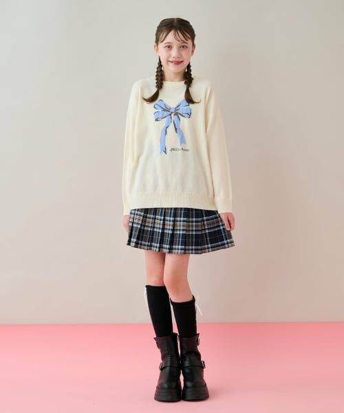 mezzo piano junior / メゾピアノジュニア ミニ・ひざ丈スカート | チェーンベルトつきチェックプリーツスカート（スパッツつき） | 詳細17