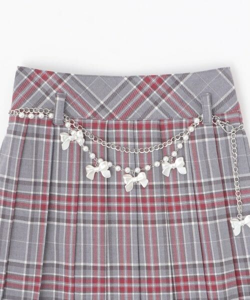 mezzo piano junior / メゾピアノジュニア ミニ・ひざ丈スカート | チェーンベルトつきチェックプリーツスカート（スパッツつき） | 詳細3