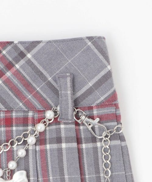 mezzo piano junior / メゾピアノジュニア ミニ・ひざ丈スカート | チェーンベルトつきチェックプリーツスカート（スパッツつき） | 詳細6