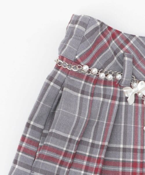 mezzo piano junior / メゾピアノジュニア ミニ・ひざ丈スカート | チェーンベルトつきチェックプリーツスカート（スパッツつき） | 詳細7