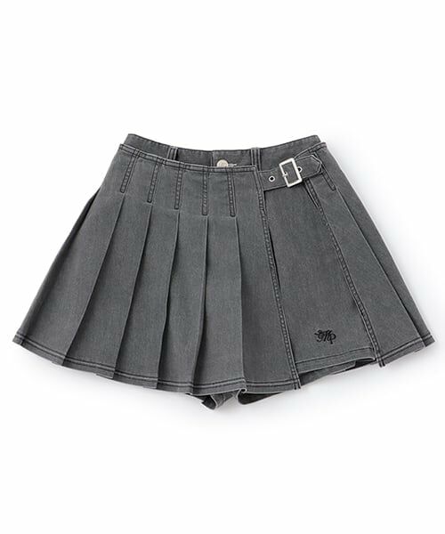 mezzo piano junior / メゾピアノジュニア ショート・ハーフ・半端丈パンツ | ラッププリーツショートパンツ（2WAY)（黒）