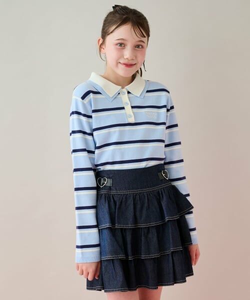 mezzo piano junior / メゾピアノジュニア ニット・セーター | ボーダーポロニット（サックス）