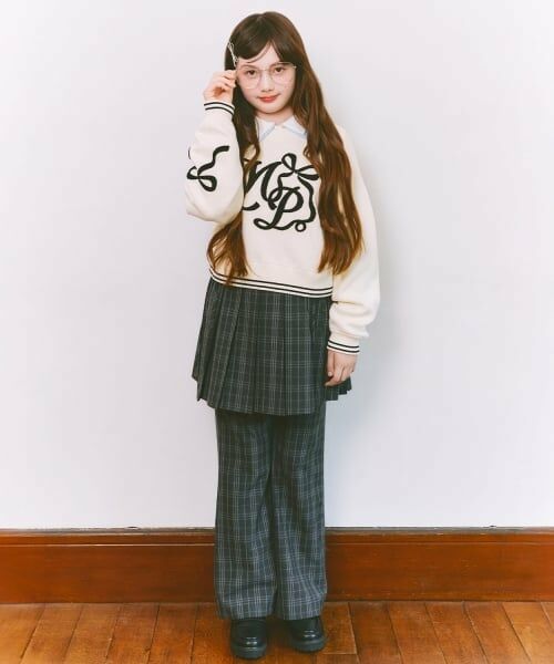 mezzo piano junior / メゾピアノジュニア ニット・セーター | ロゴさがら刺しゅうニット | 詳細14