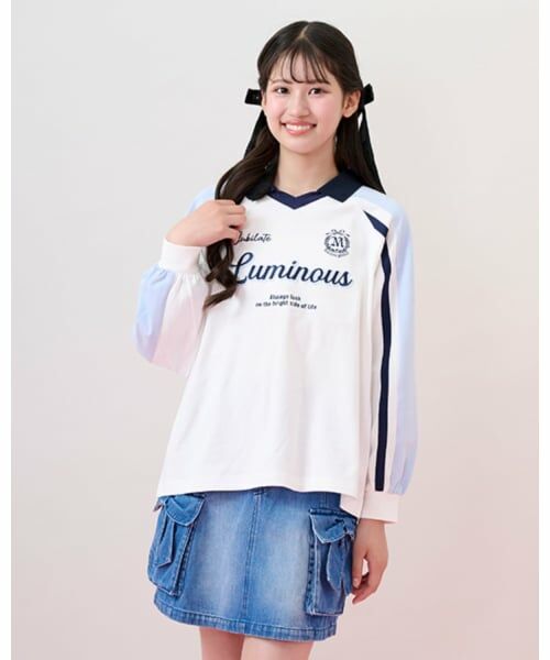 mezzo piano junior / メゾピアノジュニア Tシャツ | 衿つきゲームTシャツ（オフ ホワイト）