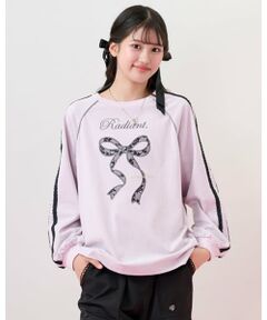 mezzo piano junior / メゾピアノジュニア Tシャツ | レースリボンアップリケ長袖Tシャツ