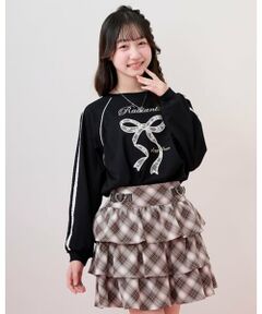 mezzo piano junior / メゾピアノジュニア Tシャツ | レースリボンアップリケ長袖Tシャツ