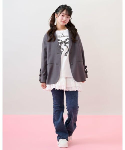 mezzo piano junior / メゾピアノジュニア Tシャツ | レースリボンアップリケ長袖Tシャツ | 詳細13