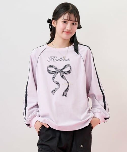 mezzo piano junior / メゾピアノジュニア Tシャツ | レースリボンアップリケ長袖Tシャツ | 詳細17