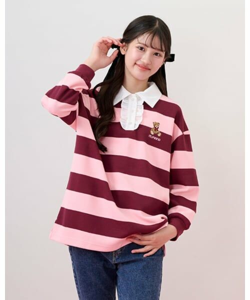 mezzo piano junior / メゾピアノジュニア Tシャツ | ラガーシャツ（ピンク）