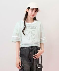 mezzo piano junior / メゾピアノジュニア Tシャツ | リボンメッシュTシャツセット