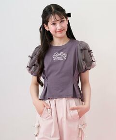 mezzo piano junior / メゾピアノジュニア Tシャツ | 【接触冷感】袖異素材タックTシャツ