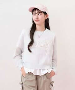 mezzo piano junior / メゾピアノジュニア ニット・セーター | 【接触冷感】ラメメッシュニット＆ペプラムTシャツセット