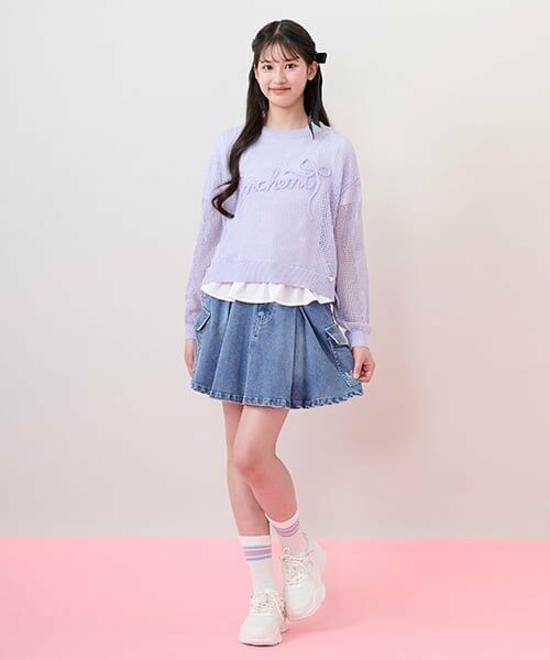 mezzo piano junior / メゾピアノジュニア ニット・セーター | 【接触冷感】ラメメッシュニット＆ペプラムTシャツセット | 詳細19