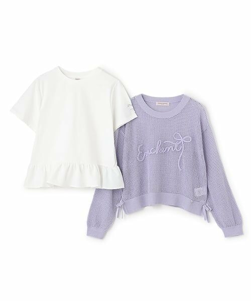 mezzo piano junior / メゾピアノジュニア ニット・セーター | 【接触冷感】ラメメッシュニット＆ペプラムTシャツセット | 詳細2