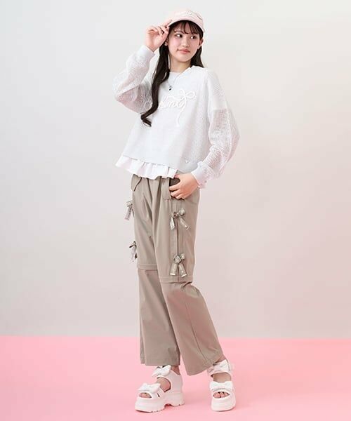 mezzo piano junior / メゾピアノジュニア ニット・セーター | 【接触冷感】ラメメッシュニット＆ペプラムTシャツセット | 詳細21