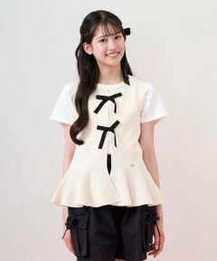 mezzo piano junior / メゾピアノジュニア Tシャツ | 薄手ニットベスト＆Tシャツセット