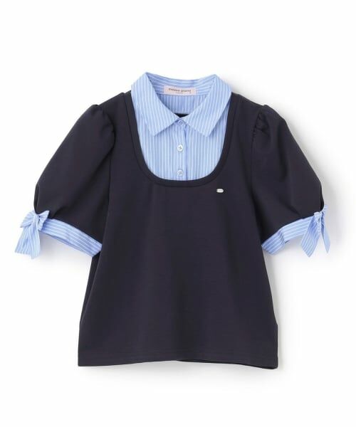 mezzo piano junior / メゾピアノジュニア Tシャツ | 袖リボン布帛ドッキングTシャツ | 詳細5