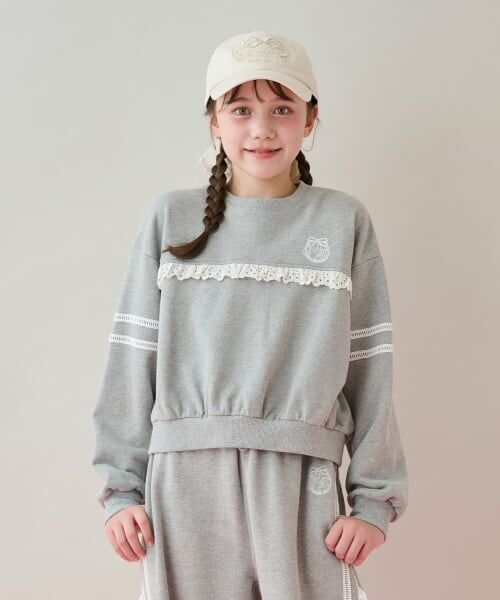 mezzo piano junior / メゾピアノジュニア スウェット | レースライントレーナー（グレー）
