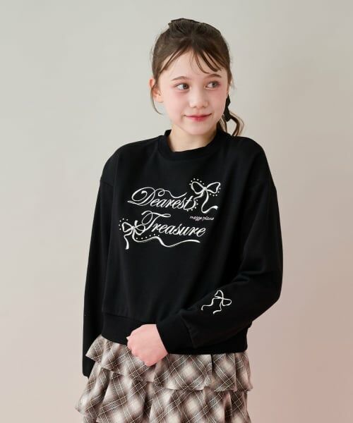 mezzo piano junior / メゾピアノジュニア スウェット | リボンロゴトレーナー（黒）