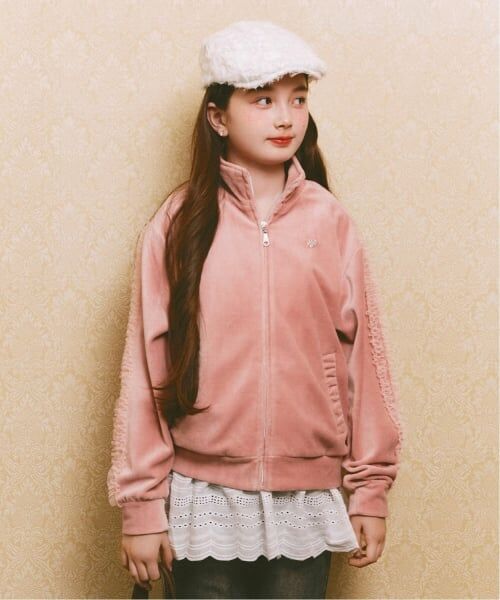 mezzo piano junior / メゾピアノジュニア カーディガン・ボレロ | チュールフリルベロアジャケット（ピンク）