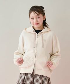 mezzo piano junior / メゾピアノジュニア パーカー | リボンアップリケWジップパーカ