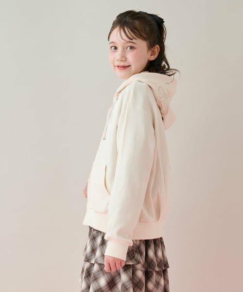 mezzo piano junior / メゾピアノジュニア パーカー | リボンアップリケWジップパーカ | 詳細10