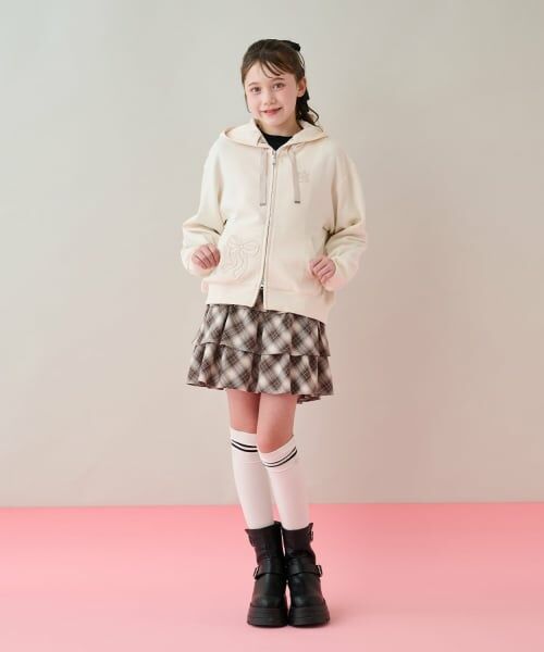 mezzo piano junior / メゾピアノジュニア パーカー | リボンアップリケWジップパーカ | 詳細11
