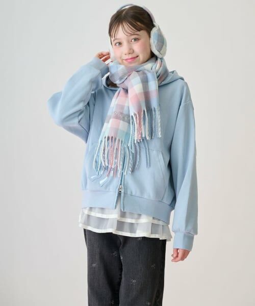 mezzo piano junior / メゾピアノジュニア パーカー | リボンアップリケWジップパーカ | 詳細12