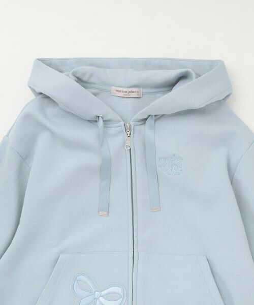 mezzo piano junior / メゾピアノジュニア パーカー | リボンアップリケWジップパーカ | 詳細2