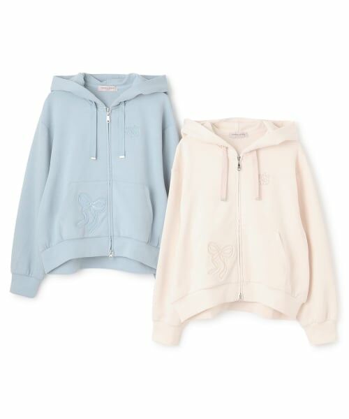 mezzo piano junior / メゾピアノジュニア パーカー | リボンアップリケWジップパーカ | 詳細8