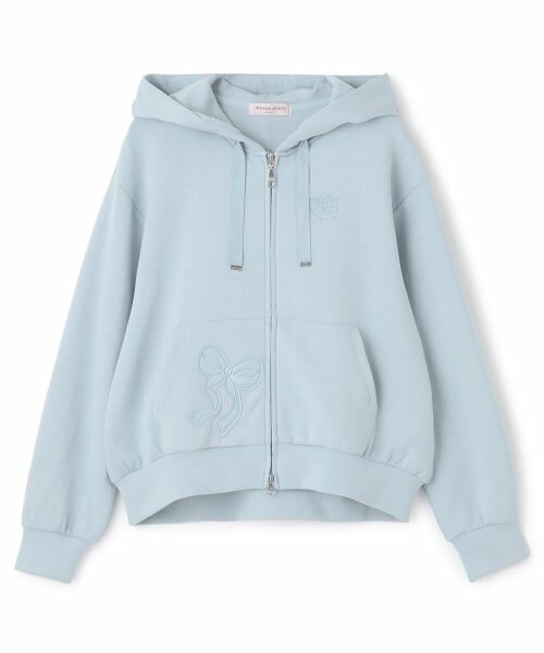 mezzo piano junior / メゾピアノジュニア パーカー | リボンアップリケWジップパーカ（ライト ブルー）