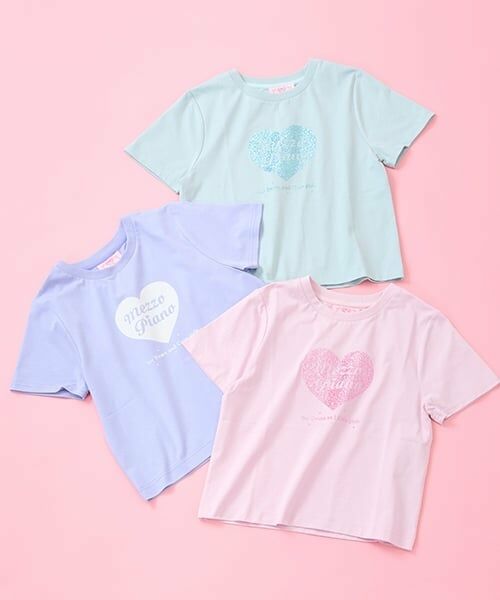 mezzo piano junior / メゾピアノジュニア Tシャツ | 25th anniversary 【冷感】キラキラハートロゴTシャツ | 詳細12