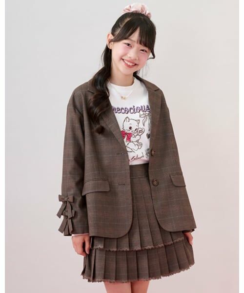 mezzo piano junior / メゾピアノジュニア ブルゾン | テーラードリボンジャケット（茶）