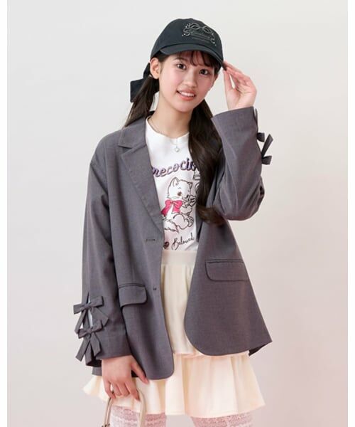 mezzo piano junior / メゾピアノジュニア ブルゾン | テーラードリボンジャケット（グレー）