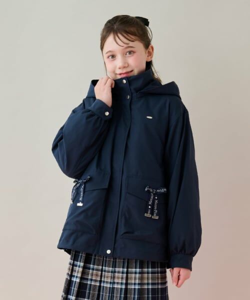 mezzo piano junior / メゾピアノジュニア ブルゾン | 【撥水】ロゴリボン3WAYマウンテンパーカ（紺）