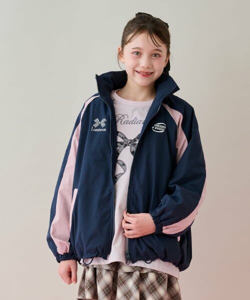 mezzo piano junior / メゾピアノジュニア ブルゾン | 【撥水】裏フリースあったか配色ジャケット（紺）