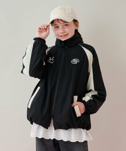 mezzo piano junior / メゾピアノジュニア ブルゾン | 【撥水】裏フリースあったか配色ジャケット（黒）