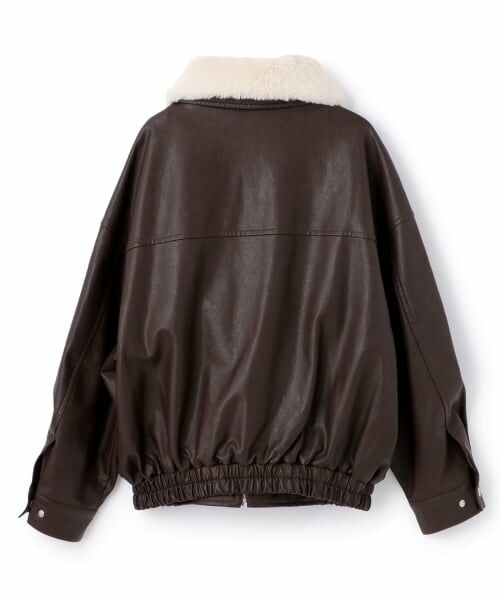 mezzo piano junior / メゾピアノジュニア ブルゾン | リボンアップリケ合皮ジャケット（フェイクファー衿つき） | 詳細1