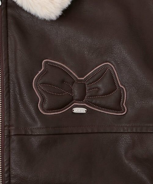 mezzo piano junior / メゾピアノジュニア ブルゾン | リボンアップリケ合皮ジャケット（フェイクファー衿つき） | 詳細4