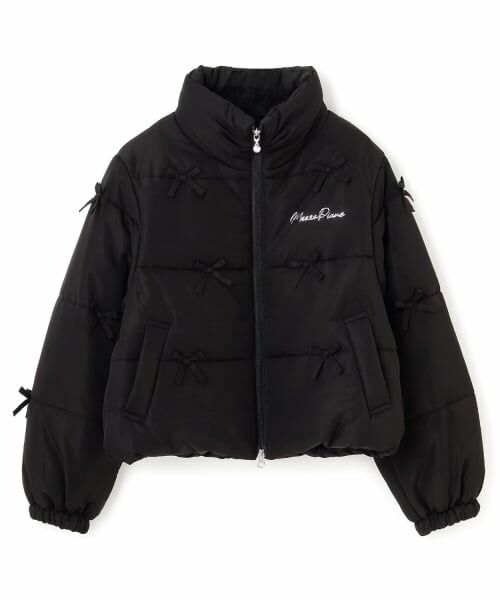 mezzo piano junior / メゾピアノジュニア ブルゾン | 【撥水・蓄熱】ミニリボンパフショートブルゾン（黒）