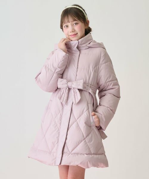 mezzo piano junior / メゾピアノジュニア その他アウター | 【撥水】リボンベルトつき美シルエットロングダウン（ピンク）