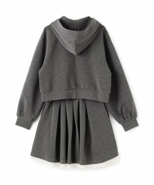 mezzo piano junior / メゾピアノジュニア パーカー | キラキラロゴジップパーカ＆トリムレーススカパンセットアップ | 詳細1