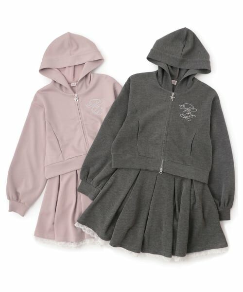 mezzo piano junior / メゾピアノジュニア パーカー | キラキラロゴジップパーカ＆トリムレーススカパンセットアップ | 詳細14