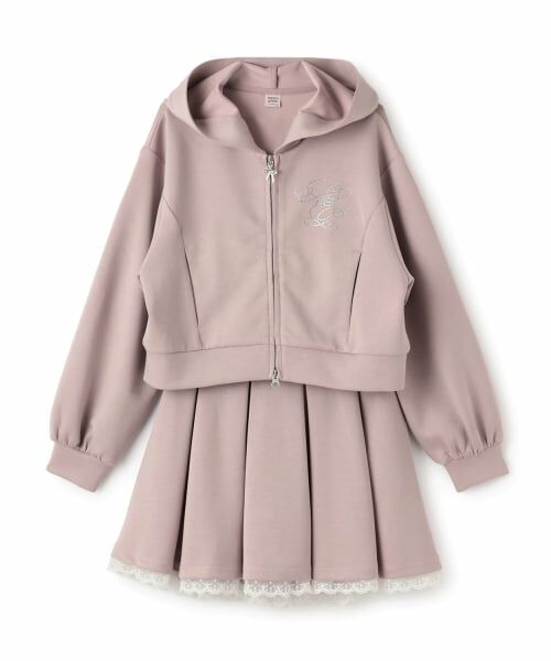 mezzo piano junior / メゾピアノジュニア パーカー | キラキラロゴジップパーカ＆トリムレーススカパンセットアップ | 詳細16