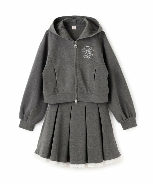 mezzo piano junior / メゾピアノジュニア パーカー | キラキラロゴジップパーカ＆トリムレーススカパンセットアップ | 詳細17