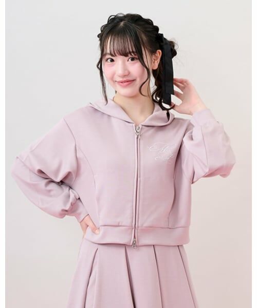 mezzo piano junior / メゾピアノジュニア パーカー | キラキラロゴジップパーカ＆トリムレーススカパンセットアップ | 詳細18