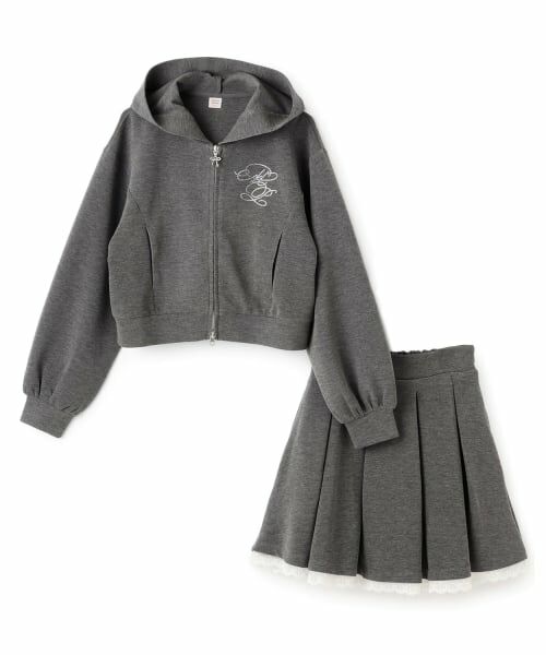 mezzo piano junior / メゾピアノジュニア パーカー | キラキラロゴジップパーカ＆トリムレーススカパンセットアップ | 詳細2
